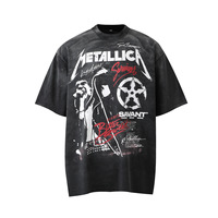 T-shirt Homme Rétro Américain Tendance à Manches Courtes Coupe Ample en Jersey Motif Lettres Numériques Décontracté Style Rock Urbain 100% Coton