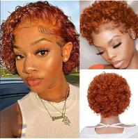 Perruque Courte Pixie 13x4 en Dentelle Complète, 100% Cheveux Humains Bouclés Brésiliens Vierge Remy, Idéale pour Femmes Noires - Vente en Gros