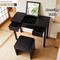 Table de toilette moderne 2026 avec miroir rabattable, tiroirs de rangement et tabouret – Bureau de maquillage abordable pour chambre à coucher