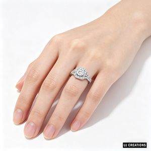 Bague de mariage personnalisée en or massif 10K 14K 18K avec diamant rond de laboratoire d'un carat certifié IGI, qualité VS, taille brillant, pour soirée - Product Image 6