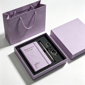 Kit de bienvenue personnalisé 3 en 1 avec carnet, stylo et porte-clés, article promotionnel de bureau moderne pour les nouveaux employés - Product Image 3