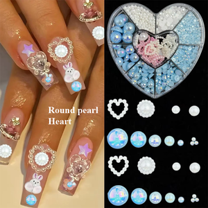 Breloque 3D en résine pour ongles, 1 boîte, accessoire pentagramme, accessoire mixte, rose, blanc, creux, pour manucure - Product Image 4