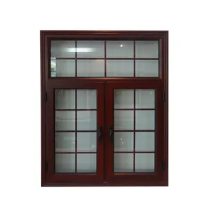 China supplier aluminum sliding window wood grain tempered glass window