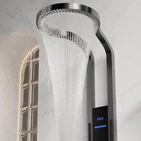Panneau de douche mural en acier inoxydable avec jet de pluie doux, robinets thermostatiques, pour hôtels, villas, appartements, utilisation en salle de bain