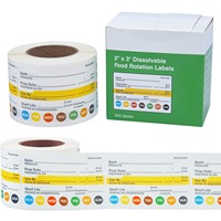 Étiquettes alimentaires rotatives dissolvables 2x3 pouces pour la sécurité en cuisine de restaurant, autocollants alimentaires hydrosolubles, rouleau de 250 unités