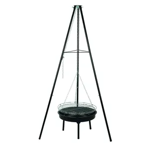 Good Selling Outdoor Hanging Tripod Chain Round Charcoal Triangular Barbecue Portable Bbq Grill For Camping