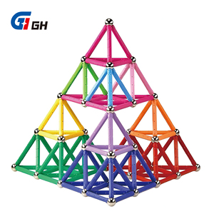 Vente flash - Jouets magnétiques 3D colorés pour enfants - Bâtons magnétiques en métal permanents et billes en acier - Product Image 1