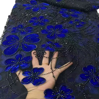 Nouvelle arrivée, dentelle de haute qualité pour mariage, dentelle à fleurs 3D brodée, dentelle noire avec perles pour mariages