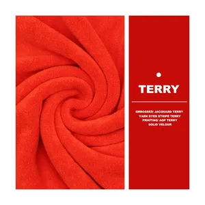 2023 Hot New Products Plate 250gsm Polyester Terry Fabric 65 Polyester 35 Cotton Brushed French Terry Knit Fabric