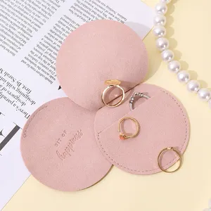 Custom Logo Round Microfiber Jewelry Bag Ring Earring Pendant Necklace Velvet Jewelry Storage Pouch