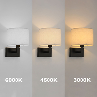Lampe de chevet ronde de style nordique moderne, base E27, applique murale, corps en fer, lumière LED blanc chaud, certifiée ROHS pour les hôtels, les tables