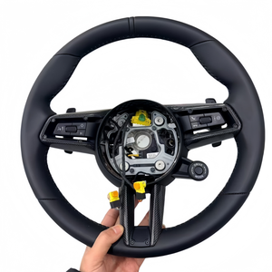 Volante de Cuero para <span class=keywords><strong>Porsche</strong></span> 911 <span class=keywords><strong>964</strong></span> 993 996 997 991 992 718 986 987 981 982 Boxster Cayman Cayenne Panamera con Perilla - Product Image 6