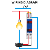 Voltmètre et ampèremètre LED monophasé à montage sur rail Din Mini détecteur modulaire 1P 18mm AC 80-500V avec indicateur de fréquence