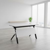 Table de conférence pliable en A pour deux personnes avec panneau de confidentialité rabattable pour salle de classe - Vente en gros