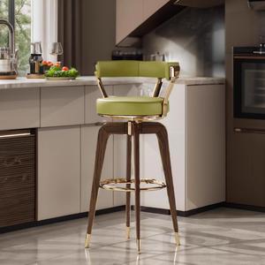 Taburete Alto Moderno <span class=keywords><strong>de</strong></span> <span class=keywords><strong>Madera</strong></span> Maciza con Respaldo Ligero para Comedor, Hogar, Bar, Restaurante, Uso Comercial - Product Image 2
