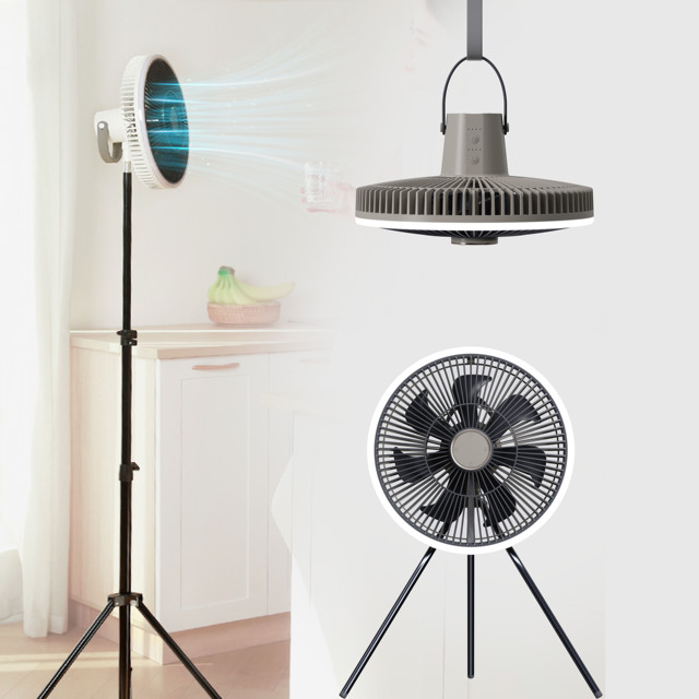 Home Smart Appliances Pedestal Fan With Remote Control and LED Light Replaceable Tripod Handle Ceiling Fan Outdoor Camping Fan
