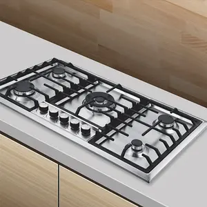 Home Kitchen High Quality Cooking Appliance Stainless Steel Built-in 5 Burners Gas Cooker Stove