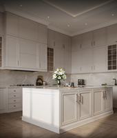 Meubles de cuisine blancs de luxe sur mesure, style américain moderne, ensemble complet d'armoires de cuisine avec îlot, stratifié acrylique pour hôpitaux