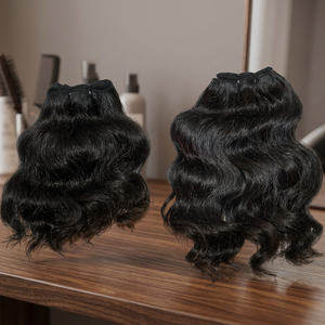 Extensiones de Cabello Humano Remy Indio 300g, Ondulado, Trama Única, Puntas Completas, Negro Natural, Aptas para Todos los Colores - Product Image 4