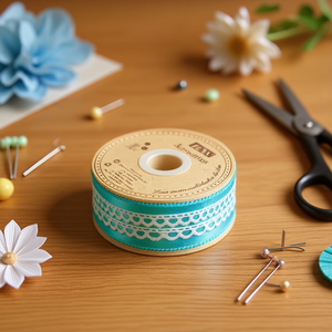 Nastro in pizzo Iln 1,2 cm x 35 m colore blu piscina per artigianato e decorazioni - Product Image 2