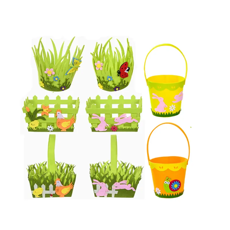 HB-089 Easter Bucket Bags for Kids Easter Eggs Hunting Bunny Bucket Tote Bags para a Páscoa Decoração Candy Gifts Storage
