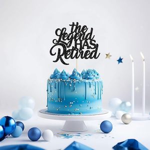 1 ชิ้น ตัวตกแต่งเค้ก The Legend Has Retired สีดำกลิตเตอร์ ลาก่อนความเครียด สวัสดีเงินบำนาญ ของตกแต่งเค้กสำหรับวันเกษียณ - Product Image 5