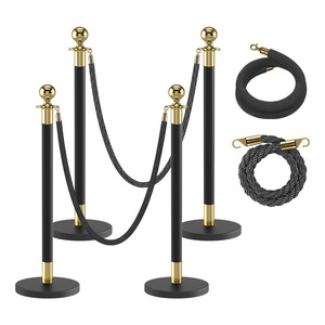 Cột vàng đen với đỉnh vương miện để kiểm soát đám đông ngoài trời dễ dàng lắp ráp hàng rào giao thông với cột dây thảm đỏ - Product Image 1