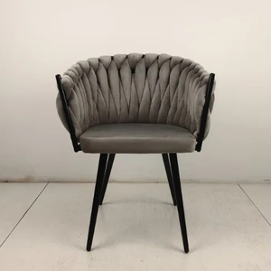 Silla de comedor de lujo de terciopelo <span class=keywords><strong>gris</strong></span> <span class=keywords><strong>oscuro</strong></span> Hotel restaurante cafetería tienda tela patas de Metal cómodas <span class=keywords><strong>sillas</strong></span> de comedor - Product Image 5