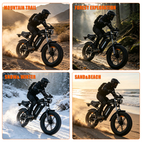 Vélo électrique tout-terrain G550 7 vitesses, cadre en acier haute teneur en carbone de 20 pouces, entièrement amorti, batterie au lithium 48V, vélo de neige hybride double usage