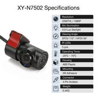 Cámara de Visión Lateral para Vehículo Xiyue XY-N7502 ABS, Impermeable, Visión Nocturna, Starlight AHD, 5 LED IR, Resistente a Impactos, DC12V, 1080P, 2 Años de Garantía