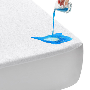 Funda de colchón impermeable de fábrica para dormitorio, para bebés, lisa, suave, hipoalergénica, de rizo, tamaño Queen, ajustable - Sin vinilo - Product Image 1
