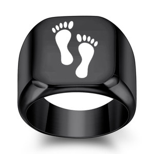 Bague empreinte de pied mère et enfant, 18mm, acier inoxydable 304, finition lisse, bijoux cadeau unisexe - Product Image 4