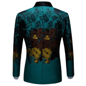 Ensemble <span class=keywords><strong>de</strong></span> <span class=keywords><strong>costume</strong></span> homme slim 2 pièces, motif grand col vert fruité, tendance - Product Image 3