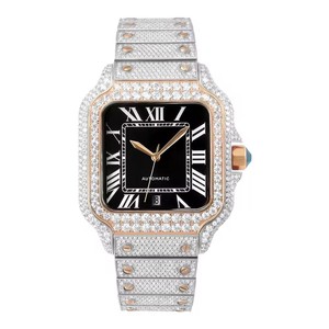 Drop Shipping GEZFEEL Men's Automatic Movement Square Moissanite Watch Roman Numerals Sapphire Crystal Glass <b>Date</b> Display - Product Image 3