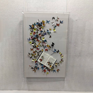 Cuadro Decorativo 3D con Mariposas y Libro Abierto, Arte de Pared en Acrílico con Marco, <span class=keywords><strong>para</strong></span> Decoración de Vestíbulos de Hotel, Salas de Estar y Hogares - Product Image 1