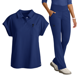 Uniformes quirúrgicos elásticos de cuatro vías, conjunto de exfoliación de enfermería para mujeres, uniforme médico de manga corta para Hospital, traje cómodo - Product Image 1