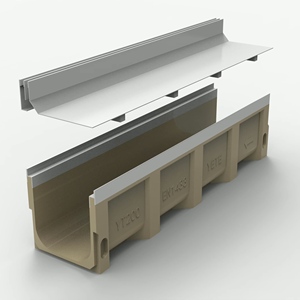 Grille de drainage en acier inoxydable 304 EN1433, résistante aux talons d'animaux, en forme de U, en polymère, pour caniveau en béton, pour cuisine commerciale - Product Image 1