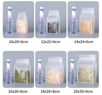 Sacs de rangement pour aliments en plastique mat transparent avec fermeture éclair, fond carré, pour snacks