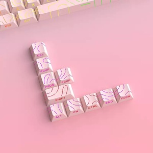 Aflion 97 touches PBT bicolore par sublimation thermique, pour gaming, rose cool, <span class=keywords><strong>contour</strong></span> 4.0, caractères latéraux gravés, luminescent - Product Image 6