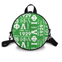 Sac à main rond pour femme en PU, personnalisé Iota Phi Lambda, design tendance avec lettres grecques, sac de week-end rond