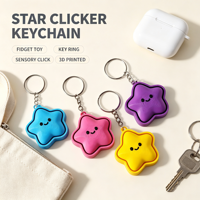 Porte-clés Star Clicker imprimé en 3D, jouet sensoriel mignon, breloque de sac avec anneau porte-clés pour enfants, cadeau anti-stress pour fêtes