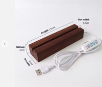 Base de lumière LED rectangulaire en bois massif longue bande veilleuse pour chambre à coucher décoration de la maison usine en gros 7 couleurs acrylique 5V pour les chambres