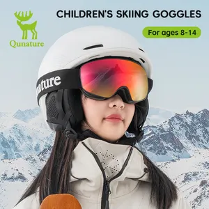 Óculos de ski unissex antiembaçante para adultos, óculos de ski unissex com logotipo personalizado, óculos de ski rosa e neve, designer Qunature