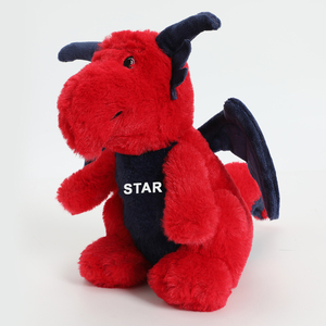 Red &amp; Navy Dragon Plush, Horned &amp; Winged Stuffed <strong>Monster</strong>, Customizable Plush Toy for All Ages - Product Image 3