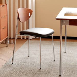 Silla de <span class=keywords><strong>Comedor</strong></span> Retro de Acero Inoxidable Usada, con Tapicería de Cuero de Microfibra, para <span class=keywords><strong>Comedor</strong></span> y Cafetería - Product Image 1