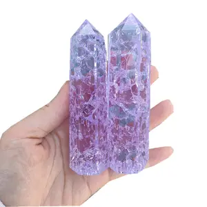 Großhandel natürliche lila Kristall Popcorn Quarz Turm Feuer und Eis Kristall Zauberstab Punkt zu verkaufen