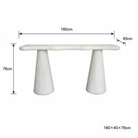 Table console en forme irrégulière de roche blanche patinée KD pour salon, entrée, intérieur