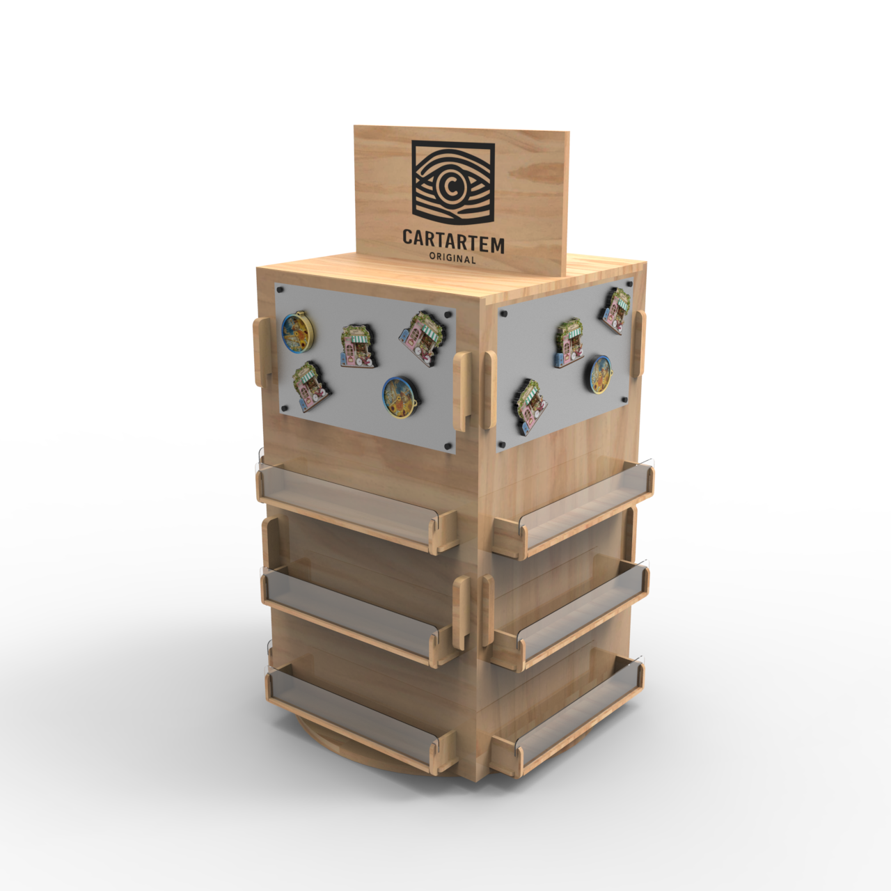 Apache Custom Wood Magnetic Refrigerator Sticker Display Stand for Supermarkets — view 4