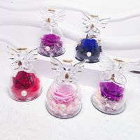 Kubah Kaca Bunga Abadi Mawar Malaikat Kecil Hadiah Hari Valentine Ornamen