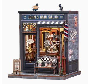 <span class=keywords><strong>CuteBee</strong></span> John's Hair Salon, puzzle 3D fait main, création DIY, scène miniature en bois - Product Image 2